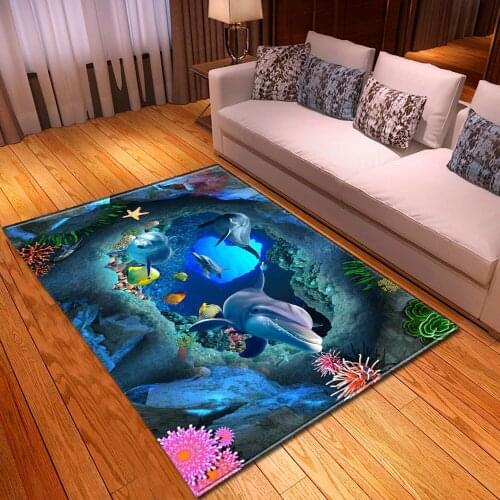 Living Room Carpet Kids Room Bedroom Carpet Home Hallway Decorative Floor Mat 3D Underwater World Pattern Children Bedside Rug