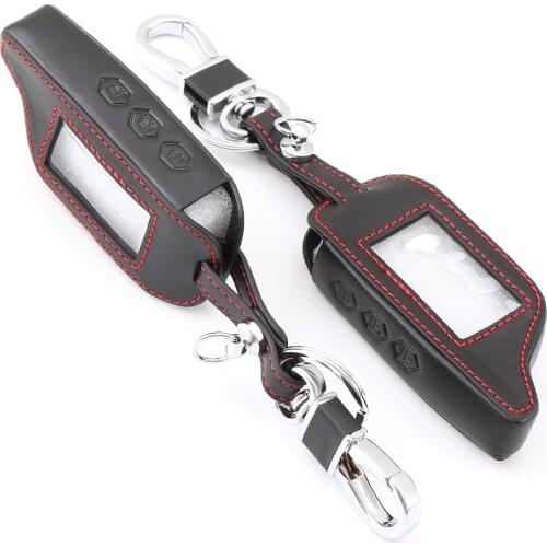 Leather B9 B6 LCD Body Cover Case 2 Way Car Alarm For Starline B9 B91 B6 B61 A91 A61 V7 Remote Key Chain