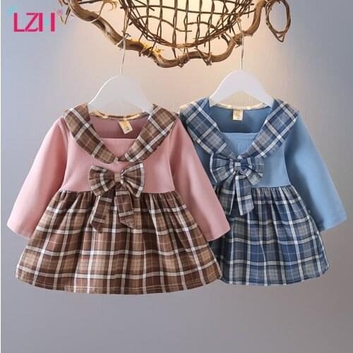 LZH Fashion Stitching Dresses For Girls Autumn Clothing For Toddler Kids Princess Dress 2021 Bowknot Childrens Dress 1-4 Years