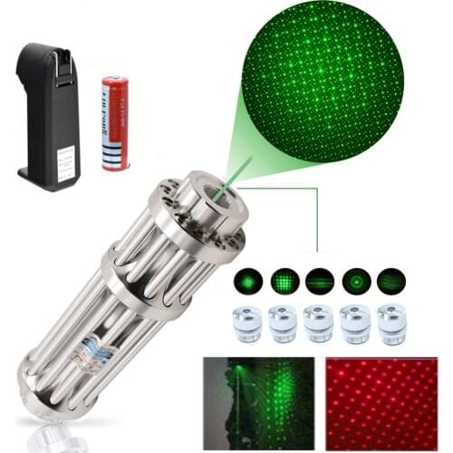 Powerful red and green laser pointer 5mw laser flashlight adjustable focus hunting laser sight 8000m burning match/candle/cigar