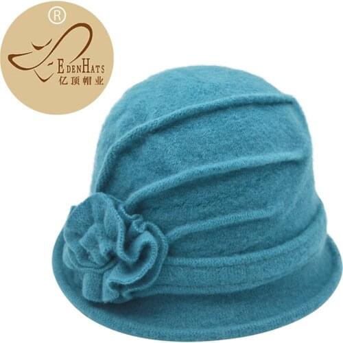 New Women Fedoras 100% Pure Wool Dome Winter Hats For Women Floral Casual Brand Warm Lady Autumn Floppy Soft Girls W10-183