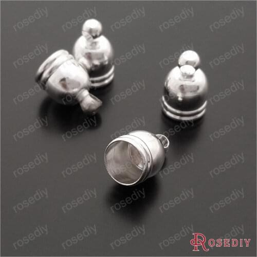 Wholesale 8.5*6mm Inside Diameter 5mm Silver color Brass Tassel Caps for Cords Rope Diy Jewelry Findings 50 pieces(JM7234)