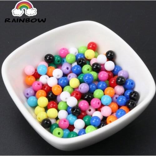 Wholesale Mixed Solid color Acrylic Round Spacer beads For jewelry handmade Diy 6mm 8mm 10mm 12mm