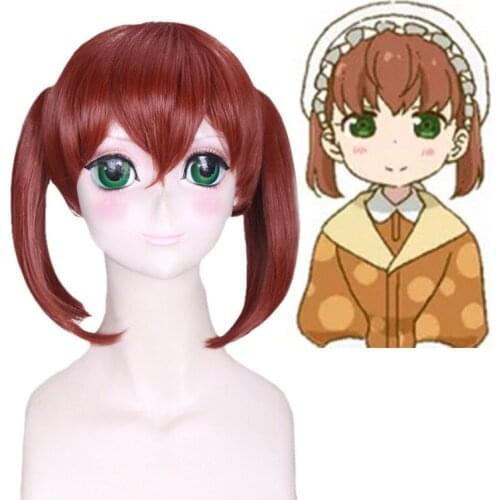Kobayashi-san Chi No Maid Dragon Saikawa Georgie Wine Red Cosplay Wig With Double Ponytails Halloween Costume Party Play Wigs