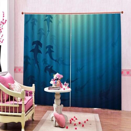 Underwater world Cartoon fish 3D Window curtain For Living room bedroom Blackout Window Drapes Home Indoor Decor