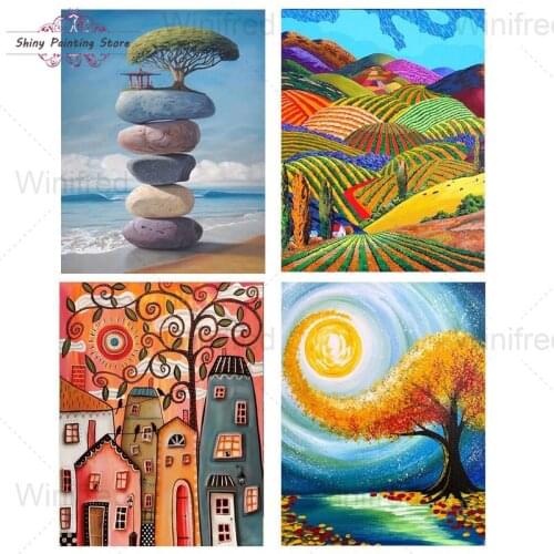 Full Diamond Embroidery Abstract Landscape Scenery Oil Painting 5D Diamond Painting Cross Stitch Kit Diamond Mosaic Needlework