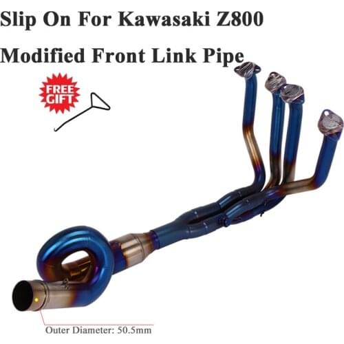 Full System Motorcycle Exhaust Pipe Escape For Kawasaki Z800 Modified Front Connection Middle Link Pipe Slip On Without Muffler