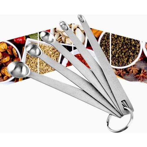 1 Set Kitchen Gadgets Cooking Tools Measuring Spoon Stainless Steel Portable 5Pcs Mini Durable Tableware Accessories