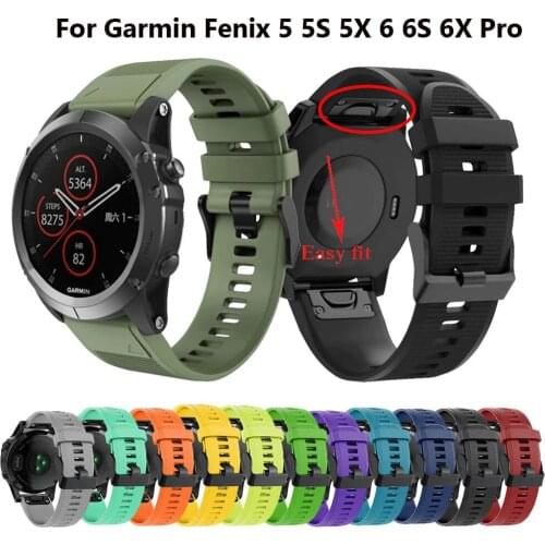 26mm Silicone Watch Strap For Fenix 5X/Fenix 5X Plus/Fenix 6X/Fenix 6X Pro/Descent MK1/D2 Delta PX Smart Watches Soft Wristband
