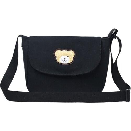 Women Canvas Shoulder Bag Little Bear Gilrs' Crossbody Bags With Zipper Ladies' Casual Shopping Bag Female Cute Messenger Bags