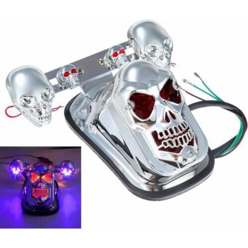 Motorcycle LED Tail Light With Turn Signal LED Brake Taillight Fashion Skull Shape Led Lights Motorcycle Decoration Accessories