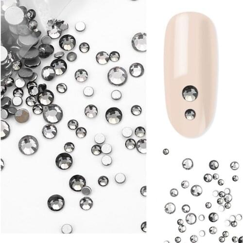 Swarovsky Nail Art Rhinestones Mix Sizes Trasparent Gray Glass Diamond Stone For Nails Accessories 3D Decorations Gems
