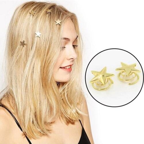 Cheap Gold Star Spring Hair Clip Cute Women Girl Swirl Hair Pins Hair Styling Tools Multi Style