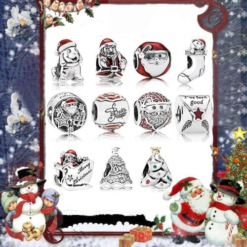 New High-quality 100% 925 Sterling Silver Crystal Christmas Tree Snowflake Pendant Pendant Female Diy Bracelet Gift Bracelet