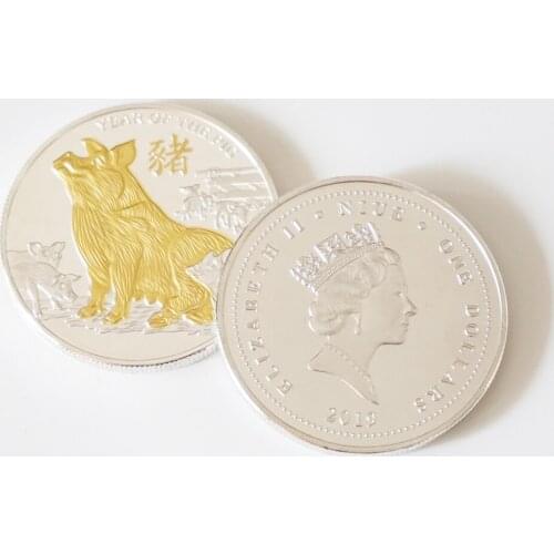 Year of Pig New Year Gold Silver coins New China zodiac 10 Yuan Commemorative Dollar Coin