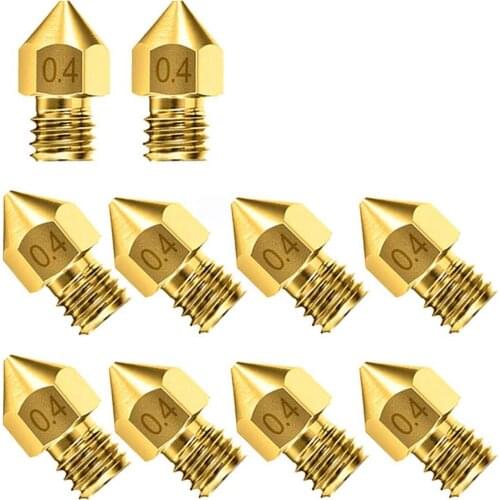 10Pcs Cr-10 Nozzle, Upgrade Wear Resistant 0.4Mm Mk8 Nozzles, 3D Extruder Nozzle For 3D Printer Makerbot Creality Cr-10