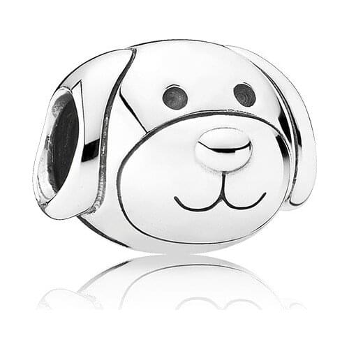 10PCS New Zinc Alloy Animal Charm Cute Dog Big Hole Silver Plated Bead Fit European DIY Bracelet For Women Fine Jewelry