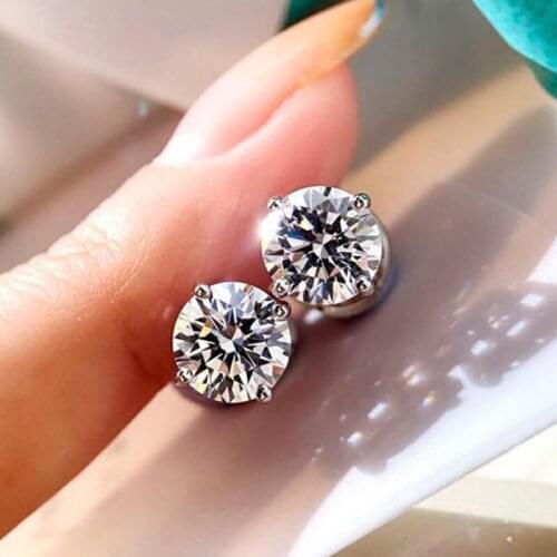 100% 925 Sterling Silver Six Claws Engagement Earrings Charm High Carbon Diammond Stud Earrings For Women Wedding Fine Jewelry