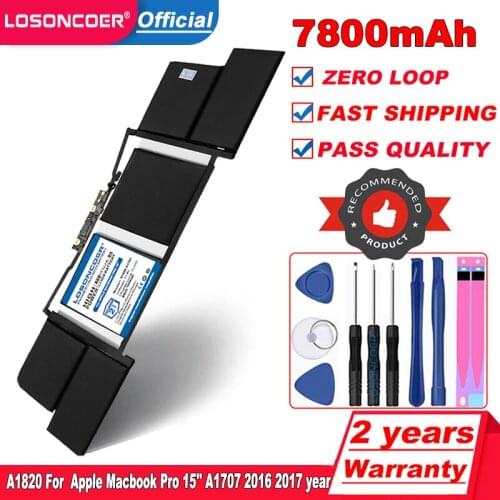 A1820 7800mAh Laptop Battery for Apple macbook Pro 15" A1707 Late 2016-2017 year MLH32LL/A,MLH42LL/A,MPTR2LL/A EMC3162 EMC3072