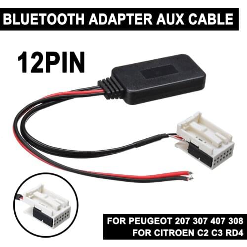 Car bluetooth Module Wireless Radio Stereo AUX-IN Aux Cable Adapter For Citroen C2 C3 RD4 For Peugeot 207 307 407 308 12Pin
