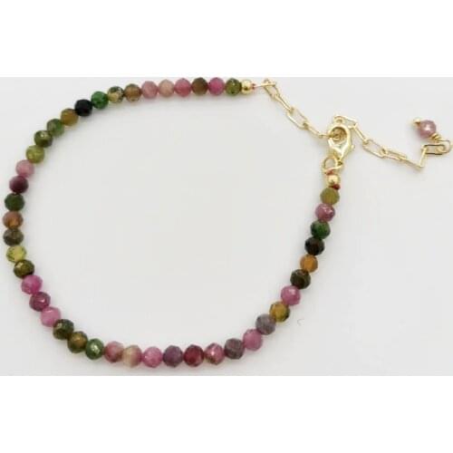 Faceted Colorful Tourmaline Bracelet Delicate Adjustable 14K Gold Filled Natural Stones Pulsera Mujer Unique Women BOHO Bracelet