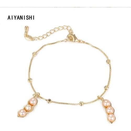 AIYANISHI 18K Gold Filled Chain Bracelets for Girls Bangle Women Natural Freshwater Pearls Bracelets Jewelry Gifts Wholesale