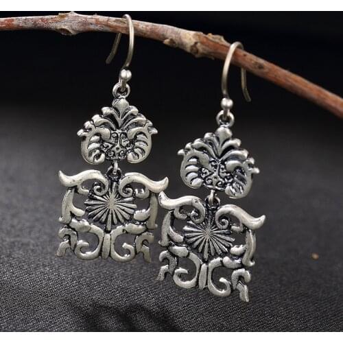 Brinco National Wind Restoring Ancient Ways Is Han Edition Of Dumb Light Of Hollow Out Ms Totem High-grade Pendant Earrings