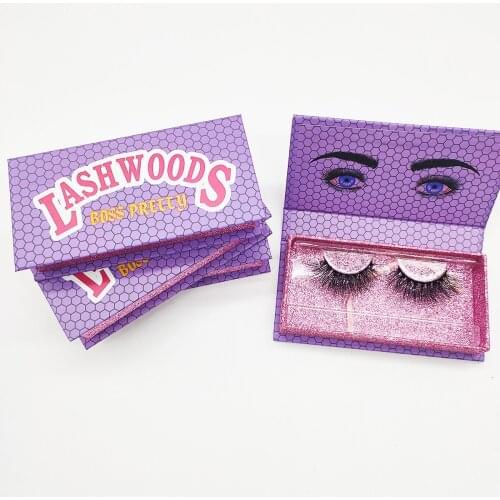 Purple Rectangle Mink Eyelashes Case Custom Mink Lash Packaging Box Personalized Private Label Print Your Own Brand Logo or Text