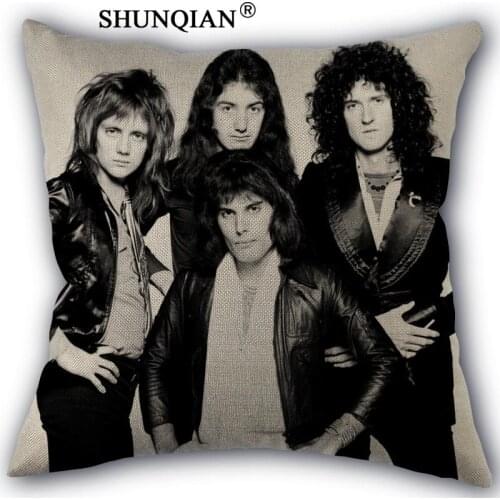 Rock band queen Pillow Cover Custom Cotton Linen Decorative Pillows Covers Case For Textiles Chair 45x45cm one side A1017