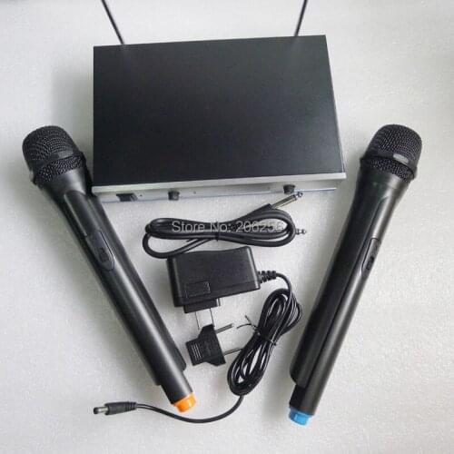 Dual Handheld VHF Wireless Microphones Dynamic Receiver System For Karaoke KTV Party Speech Performances Conference
