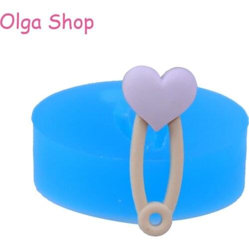 FYL450 21.9mm Heart Safety Nappy Pin Silicone Mold - Baby Shower Mold Cake Decorating Fondant Cookie Biscuit Scrapbooking Resin