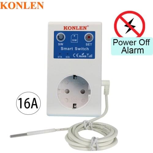 KONLEN 16A GSM Socket SMS Power On Off Alarm Outlet Relay Smart Switch Remote Control Intelligent Temperature Sensor Controller