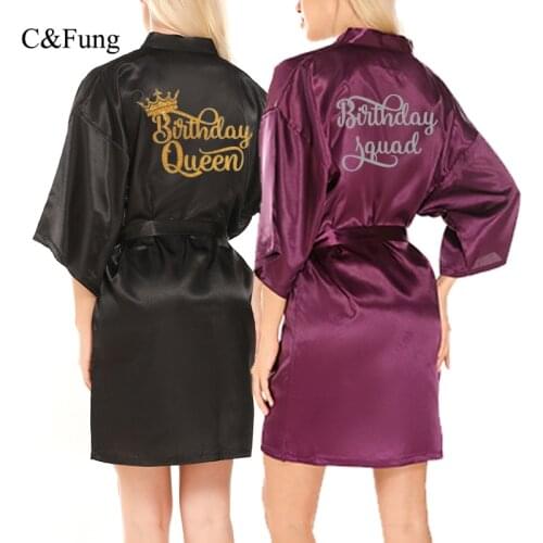 C&Fung Birthday queen Special Occasion Getaway Robe satin women Princess Spa Party Favor Ladies Birthday girl gift kimono robes