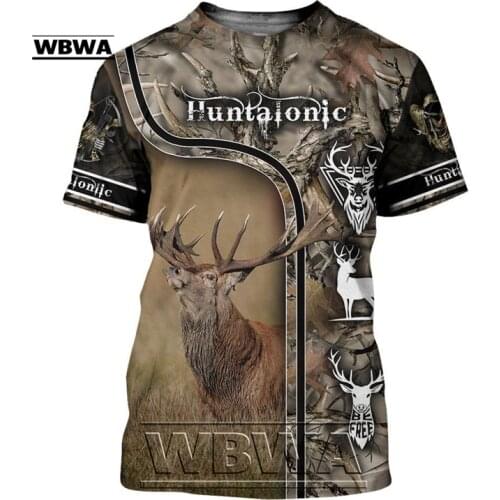 Camouflage hunting animals deer and elk Camouflage hunting animals deer and elk 3D T-shirts for men in summer sports and leisure
