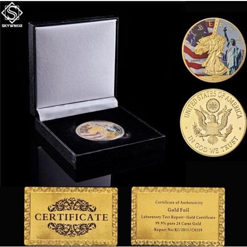 2017 USA Gold/Silver Challenge Coin Lady Statue of Liberty Great Seal of USA Coins W/ Luxury Box