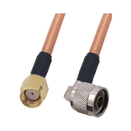 Brown RG142 Cable RP-SMA Male to N Male Right Angle Connector RF Coaxial Jumper Pigtail Cable