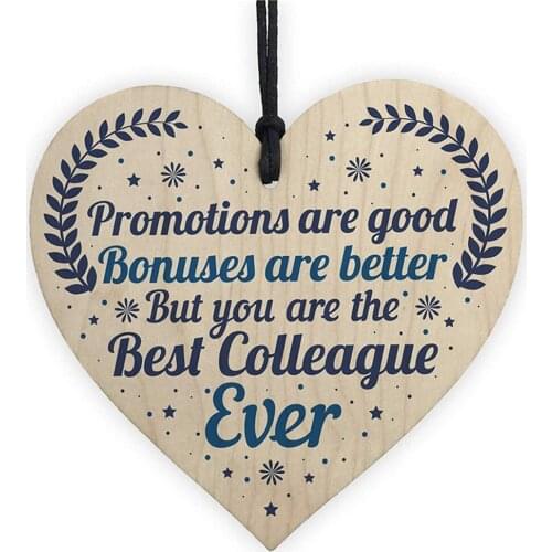 The Best Colleague Ever Wooden Heart-shaped Wood Crafts Christmas Home DIY Tree Decorations Wine Label Small Pendant Accessories