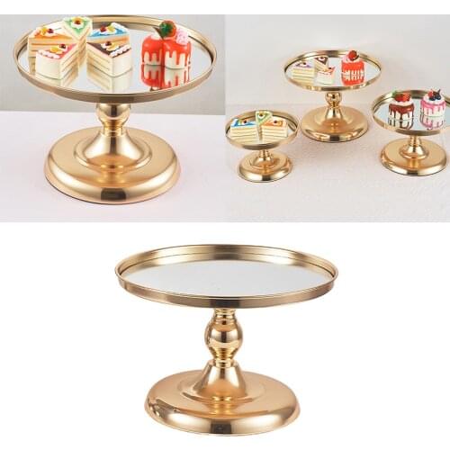 Metal Round Cake Stand Holder Electroplating Gold Candies Cupcake Display Tray