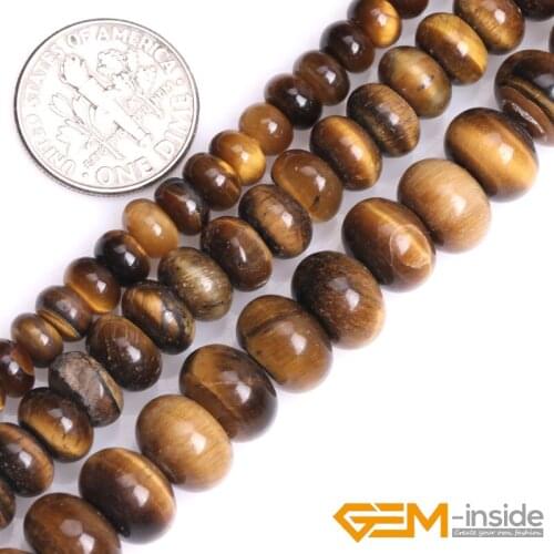 Natural Stone Yellow Tigers Eye Gem Stones Rondelle Spacer Beads For Jewelry Making Strand 15"DIY Jewelry Loose Beads