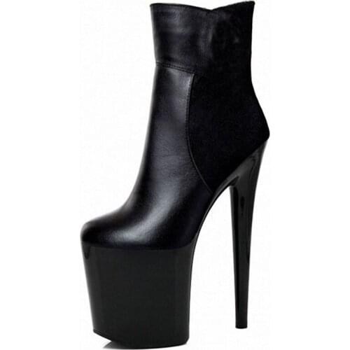 Newest Lady Sexy Steel Pipe Dance Boots 20cm High Heels Boots Black Model T Stage Show Shoes Night Club Princessts Women Shoes