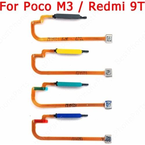 Original home button for Xiaomi Redmi 9T Mi Poco M3 Fingerprint sensor ribbon flex cable replacement Parts