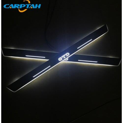 CARPTAH Trim Pedal Car Exterior Parts LED Door Sill Scuff Plate Pathway Dynamic Streamer light For Volkswagen Golf 7 GTD 2014-16