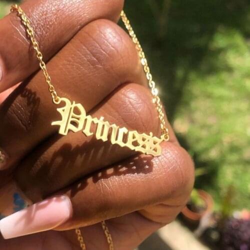 Personalized Name Gold Necklace For Women Custom Old English Font Stainless Steel Pendant Necklace Fashion Jewelry Gift BFF