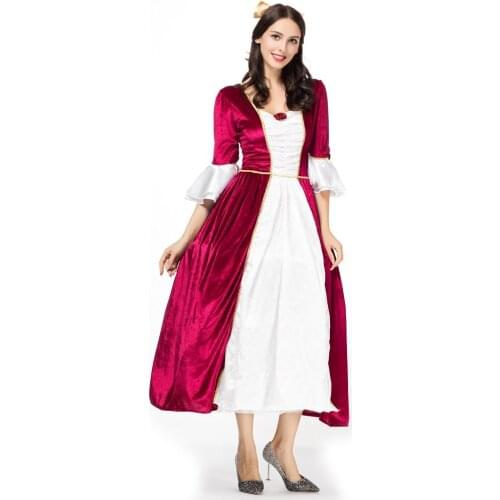 Sexy women lady Deluxe Fairy Cosplay Costume Adult red Princess Yellow Costume queen red Long Dress