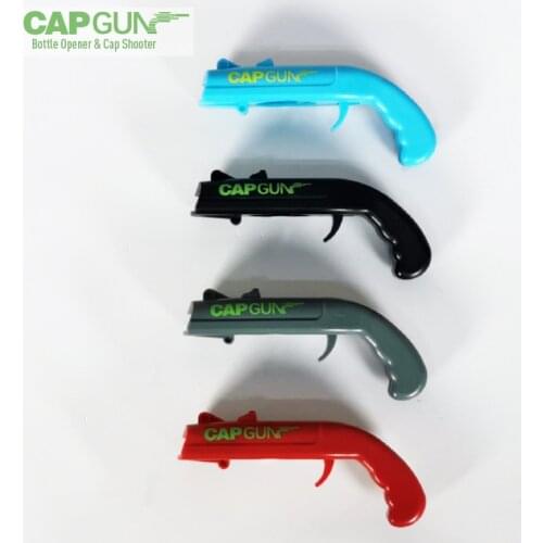 Portable Beer Gun Creative Flying Cap Gun Bottle Beer Opener Drink Cap Launcher Shaped Bottle Lids Shooter Red Gray Bar Tool