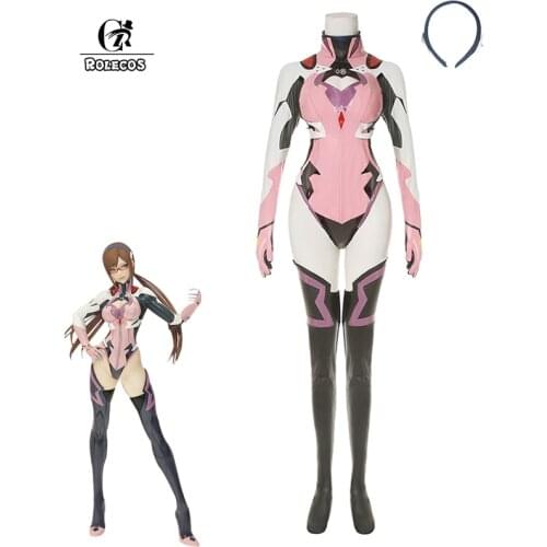 ROLECOS EVA Cosplay Makinami Mari Cosplay Costume Anime EVA Cosplay Costumes Makinami Cosplay Sexy Bodysuit Jumpsuit Costume Set