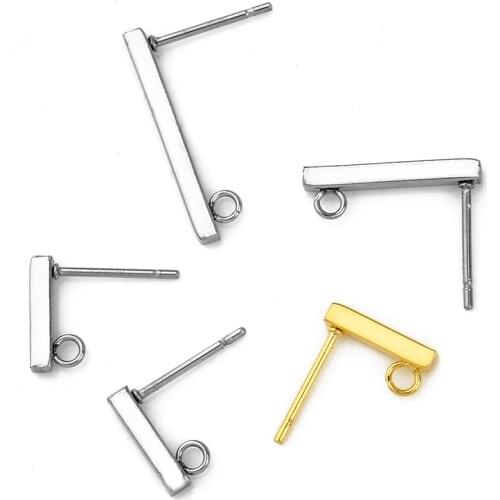 20pcs Stainless Steel Rectangle Hanging Earrings Pins Hook Block Ear Clip Handmade Supplies Jewelry Making Finding Accessories