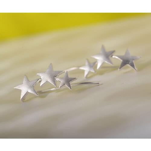3 Different Sizes Matte Stars Simple Style Exquisite Black Silver Plated Golden Ear Cuff Clip Earrings For Women