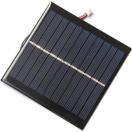 BUHESHUI 1W 5.5V Solar Cell Polycrystalline Solar Panel+PH2.0 plug terminal line 2P Red Black Wire/Cable Study 10Pcs 95*95*3MM