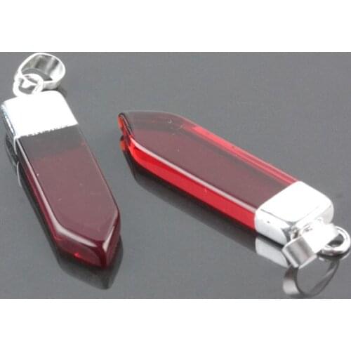 Silver Color Triangular Column Glass Pendant Charms For Jewelry Making DIY Necklace Accessories